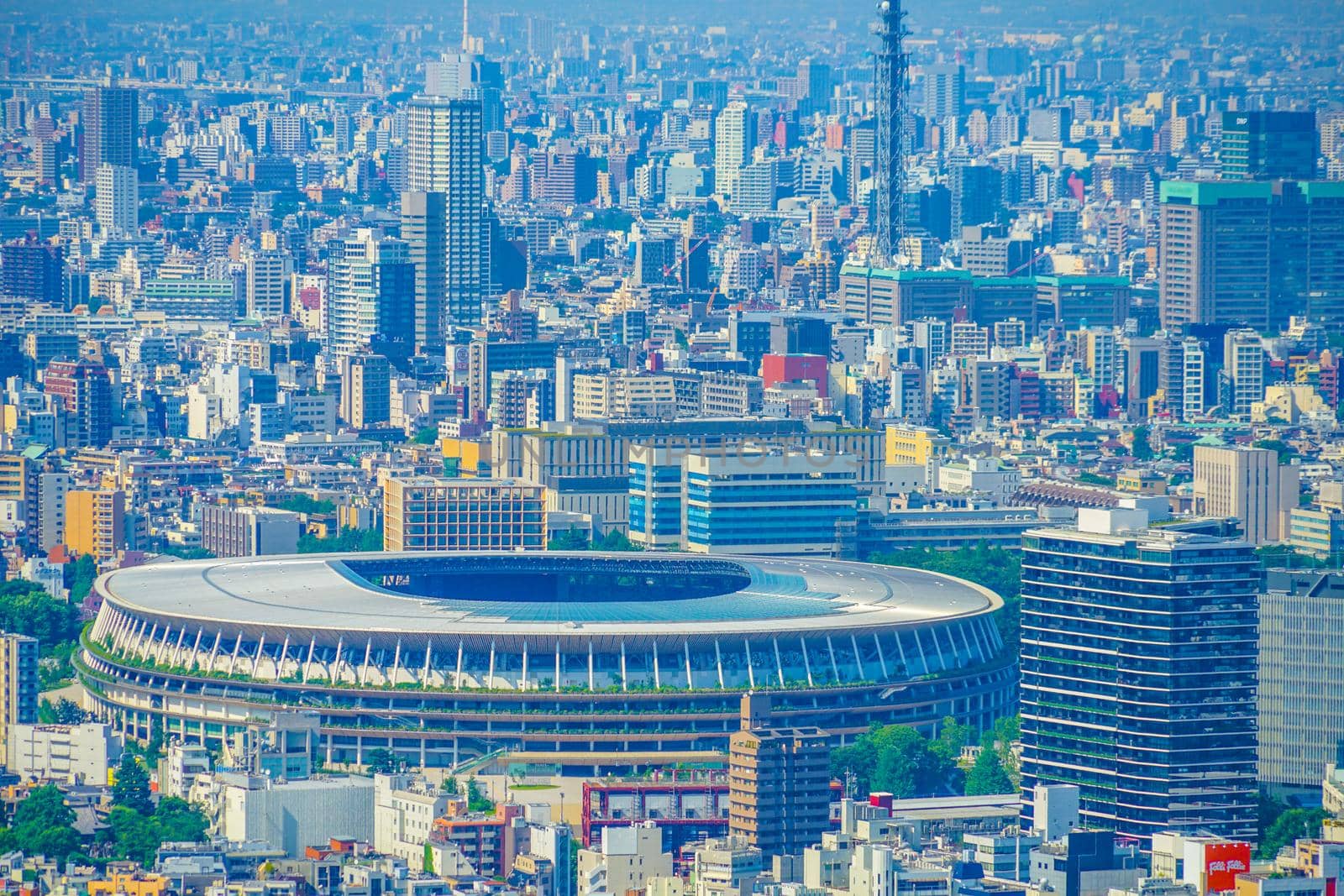 New National Stadium and Tokyo City Cities. Shooting Location: Tokyo metropolitan area