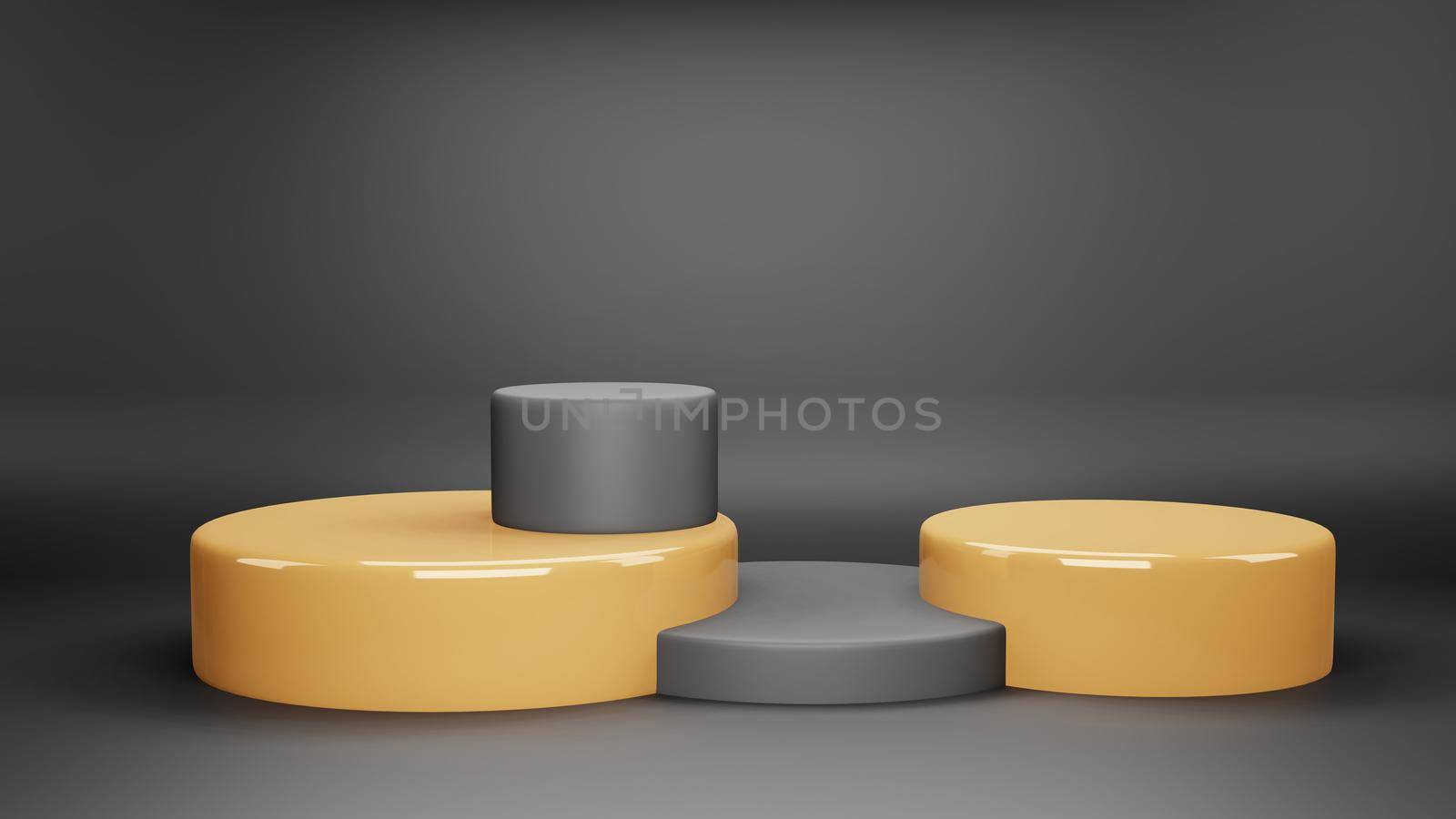 Minimal scene with podium and abstract background. yellow and black colors scene. 3d rendering geometric shape. by Benzoix