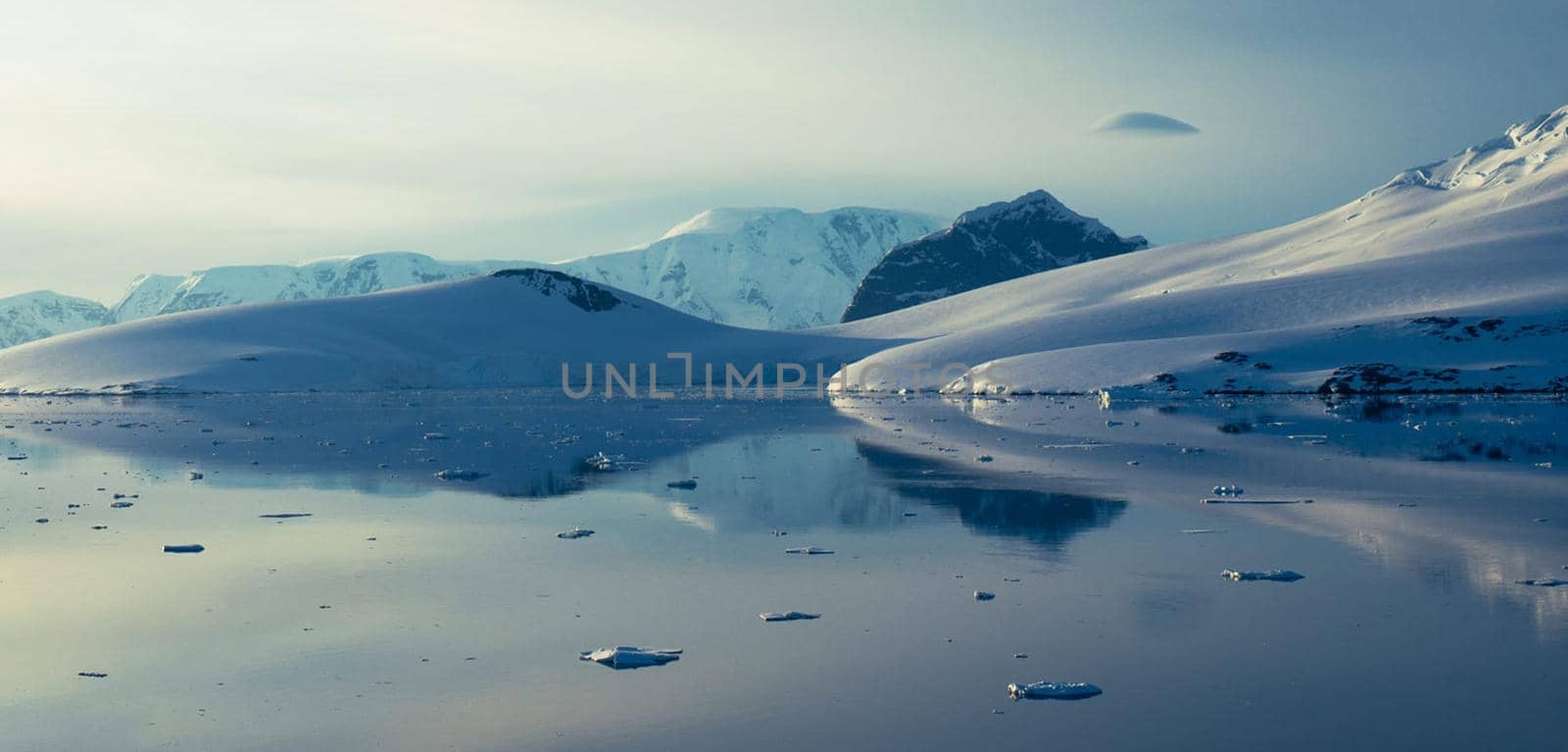 Beautiful landscape with snow covered mountains