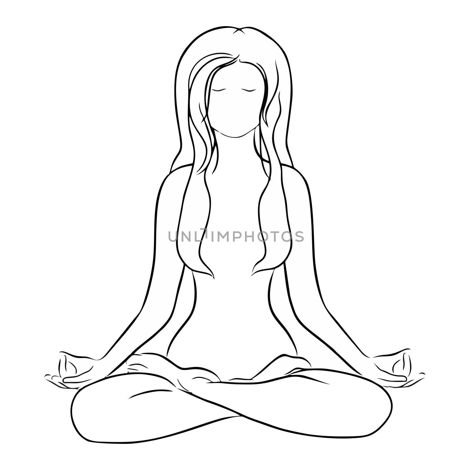 Yoga, beauty salon, spa logo or label or label. A girl sitting in the lotus position. by Alina_Lebed