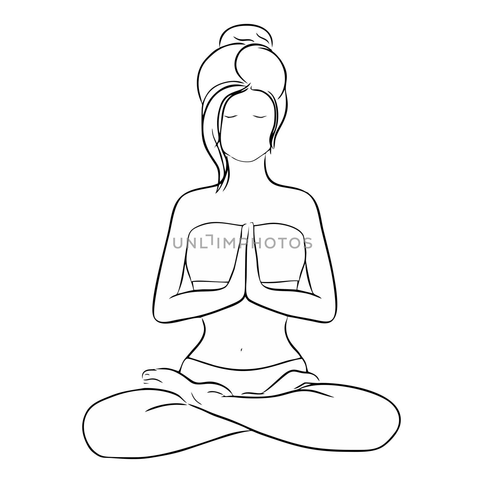 Yoga, beauty salon, spa logo or label or label. A girl sitting in the lotus position. illustration, white background