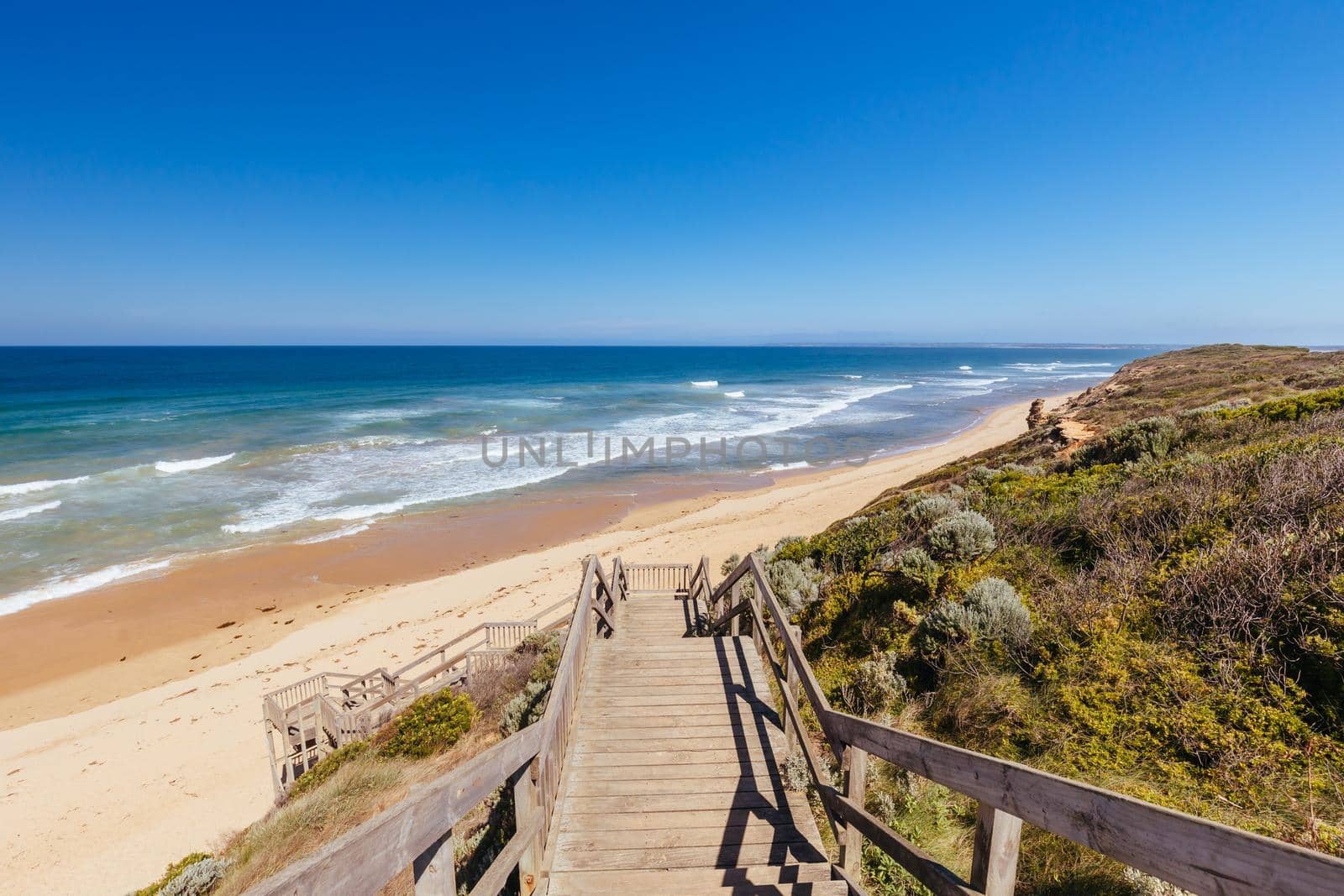 The idyllic Thirteenth Beach at Charlemont Reef near Barwon Heads on a hot summer's day in Victoria, Australia