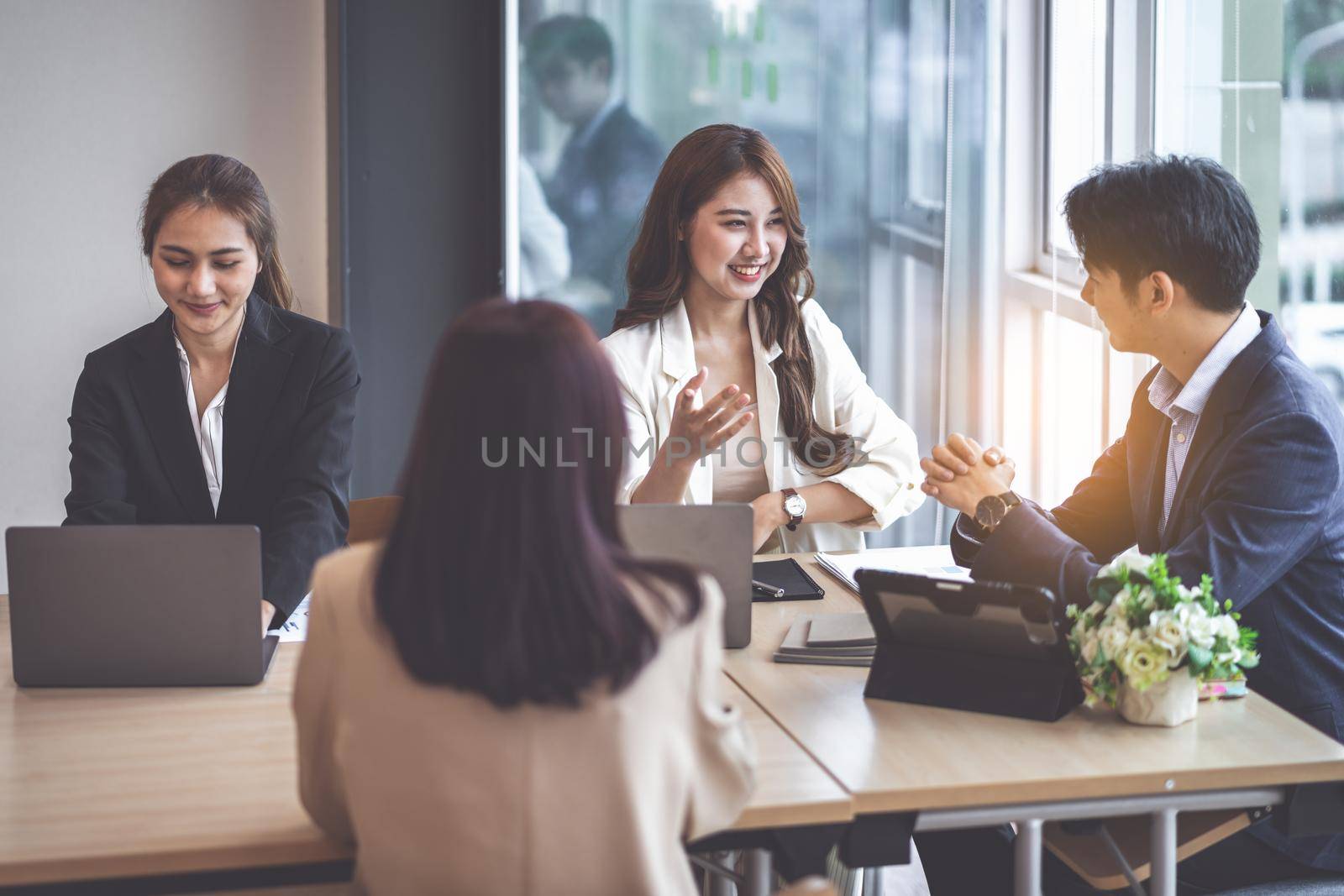 Group of business team offer the new project together in the meeting room. business planning concept