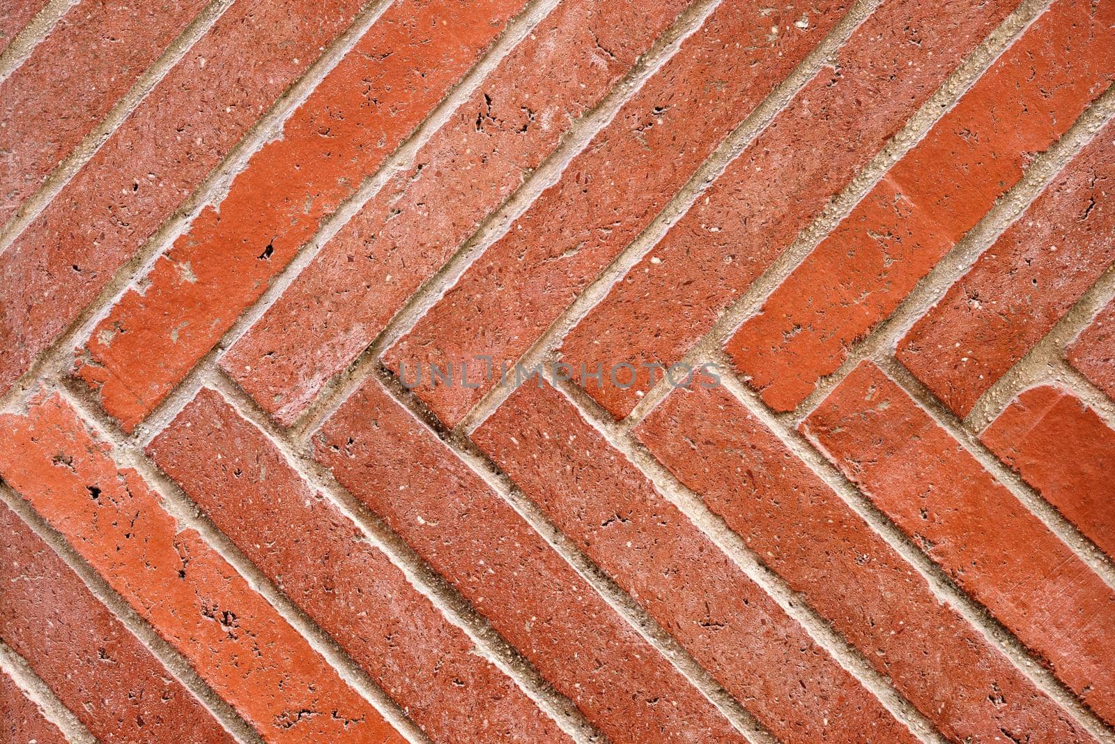 Wall made of diagonal red clinker bricks by elxeneize