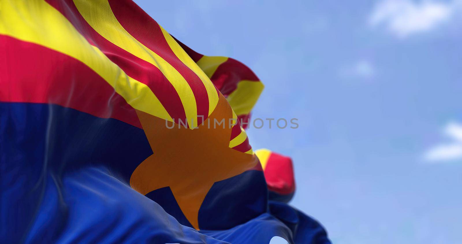 The state flag of Arizona waving in the wind by rarrarorro
