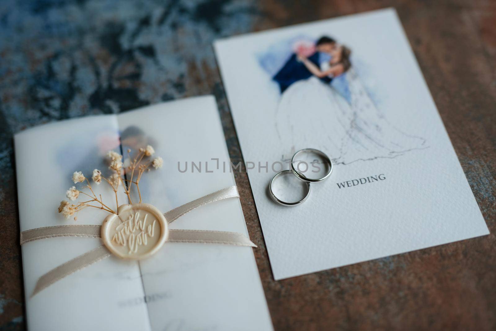 gold wedding rings with a invitation wedding by Andreua