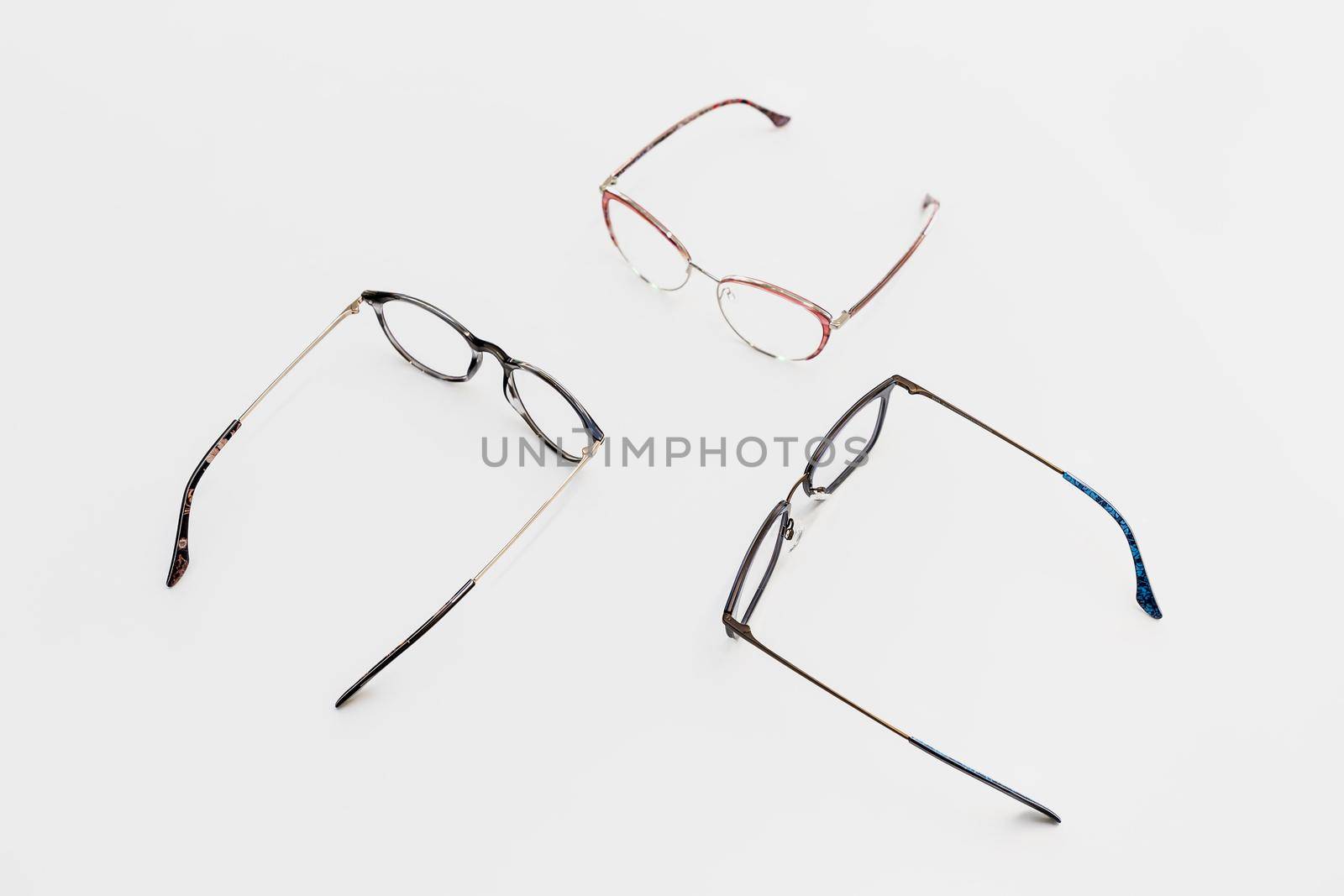 Workspace with glasses on a background