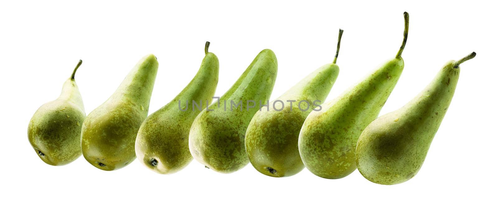 A set of green pears. Isolated on a white background.