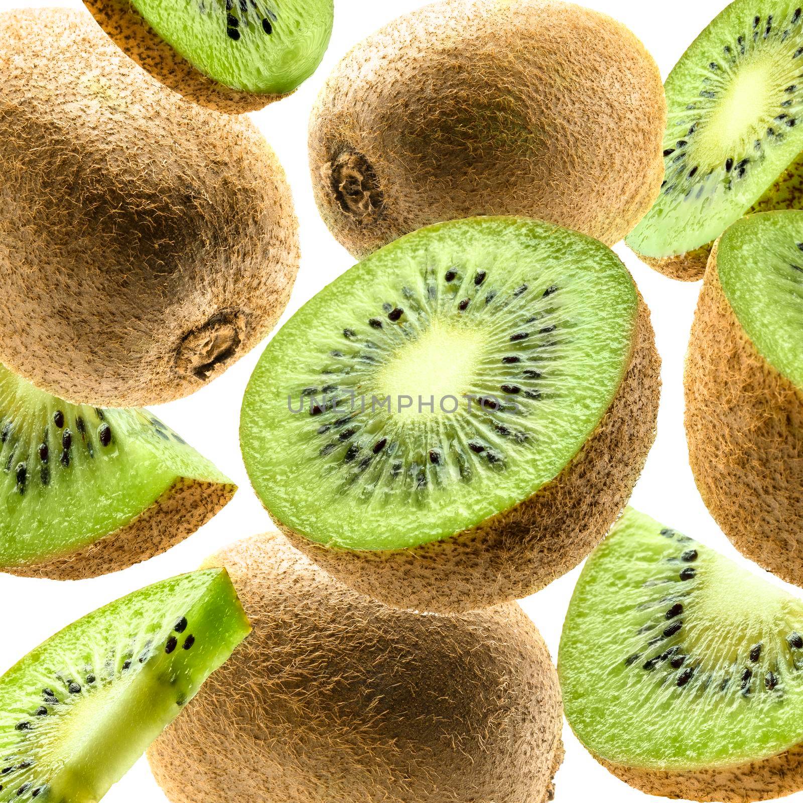 Kiwi fruit levitating on a white background by butenkow