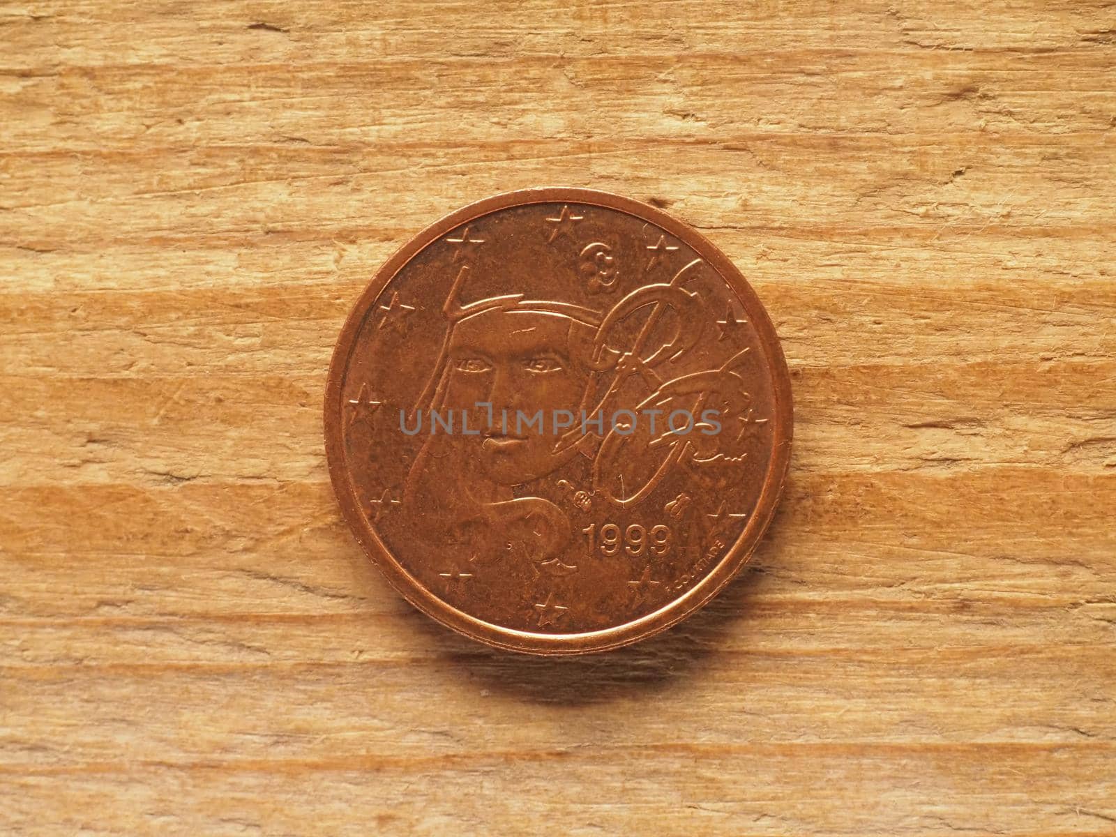 2 cents coin showing portrait of Marianne, currency of France, EU by claudiodivizia