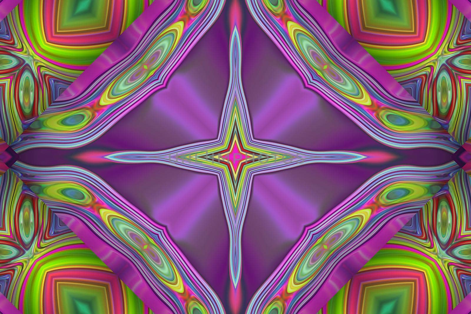 Abstract pink kaleidoscope background with symmetrical pattern.