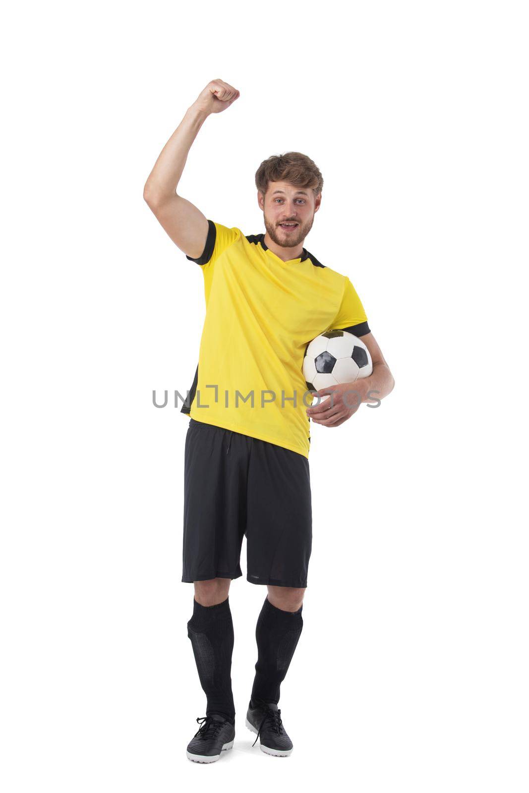 Soccer player with ball on white by ALotOfPeople