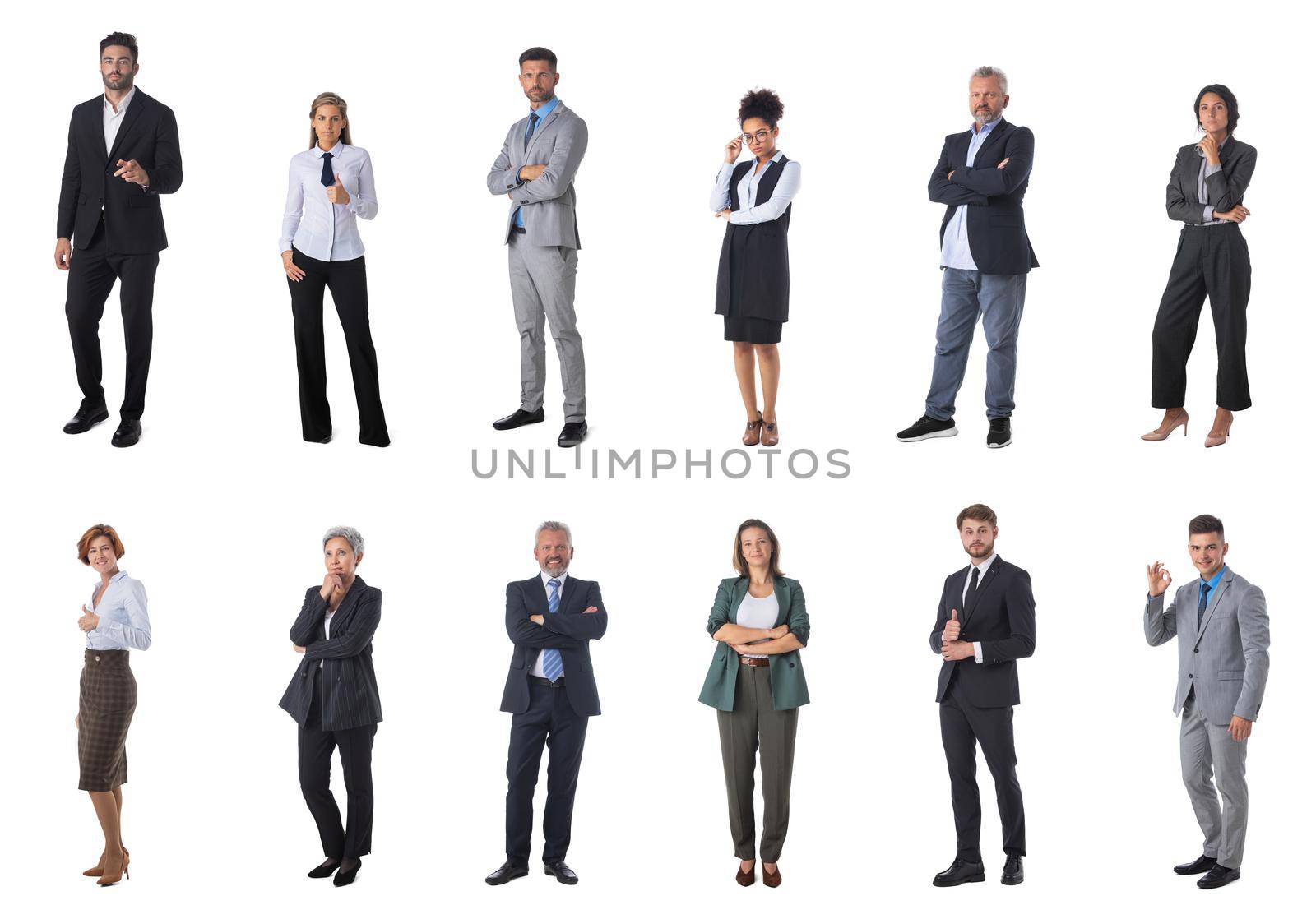 Group of multi ethnic business people isolated on white background