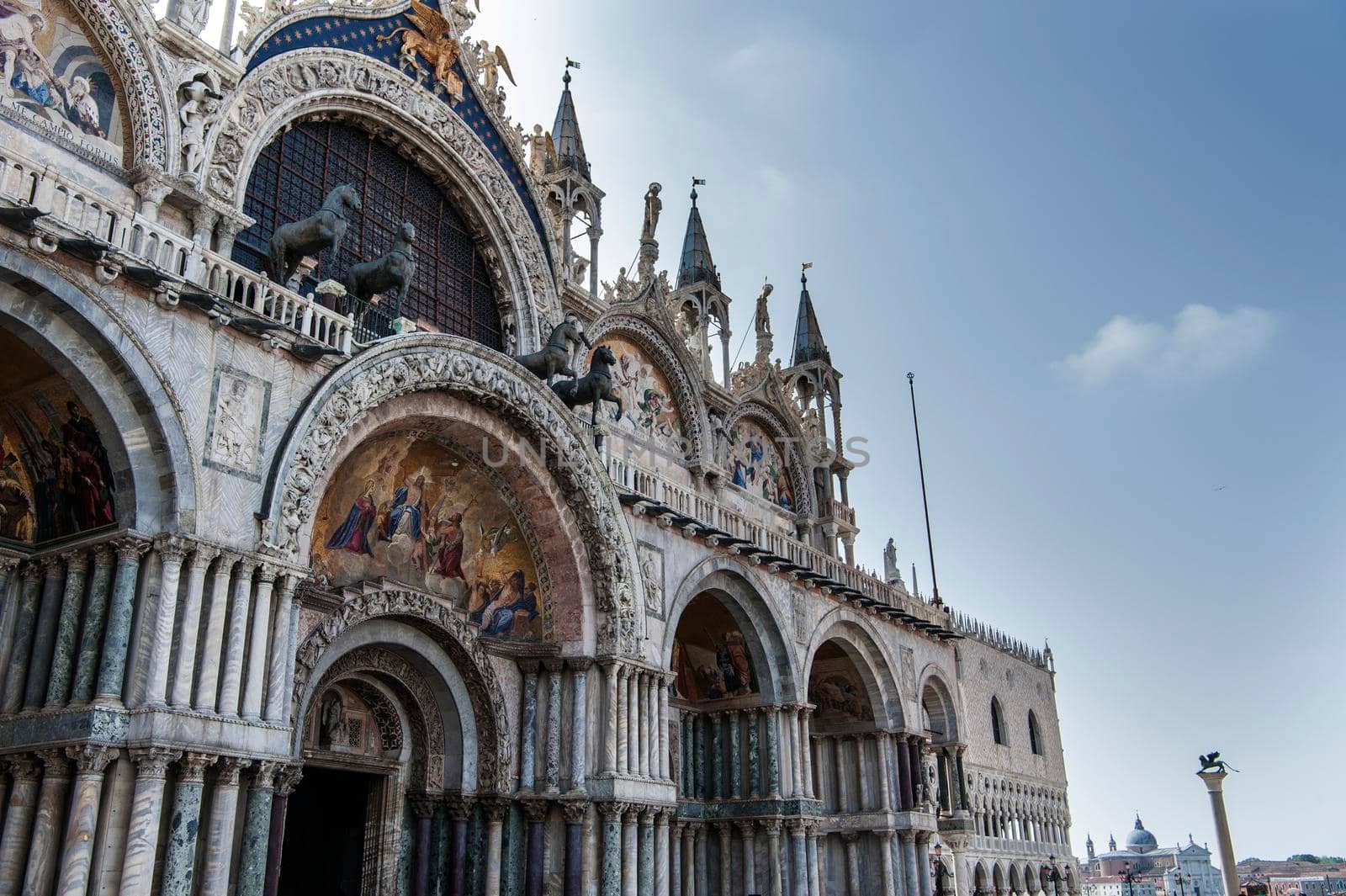 Detail of the facade of the Basilica of San Marco in Venice