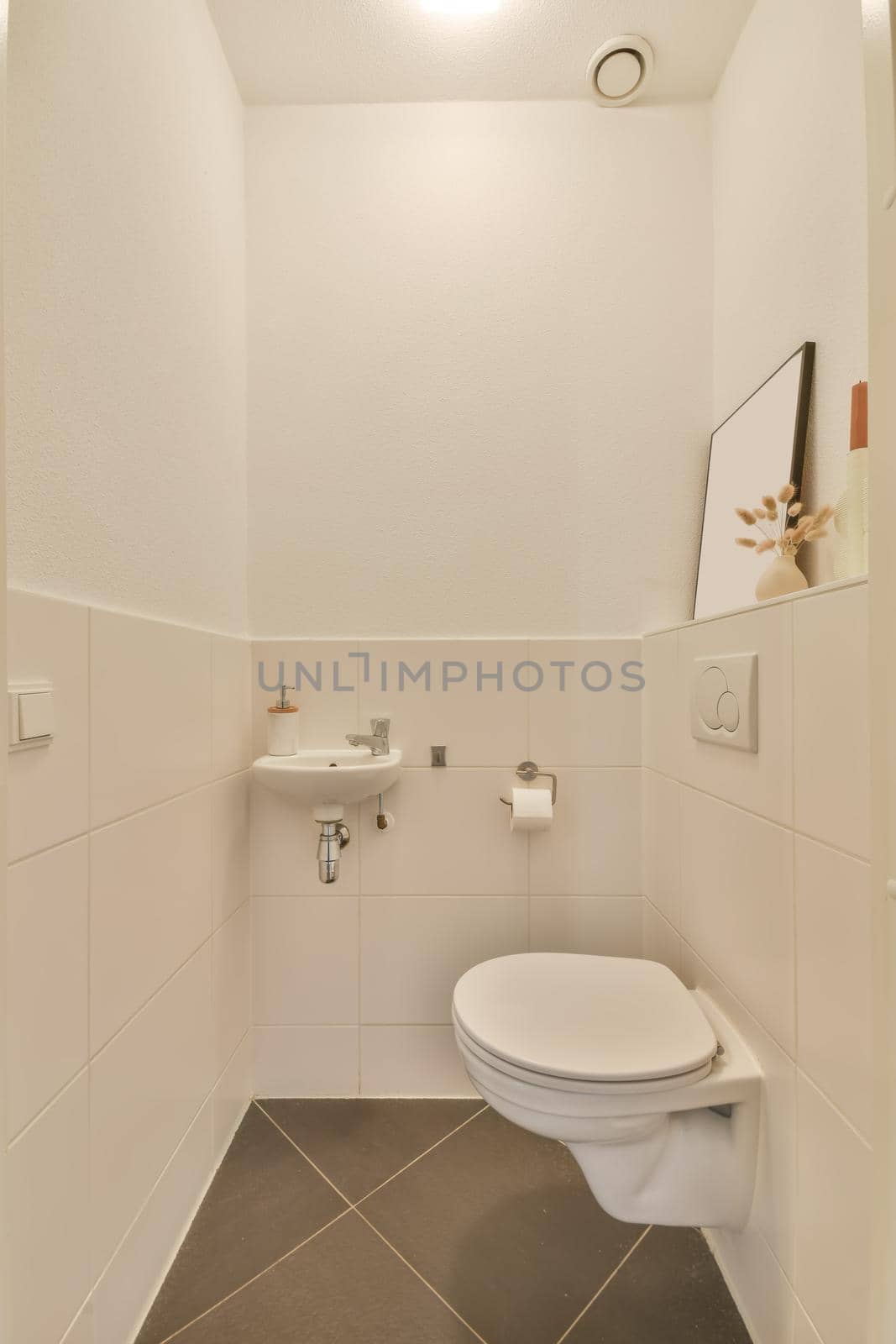 Modern toilet with a small sink by casamedia