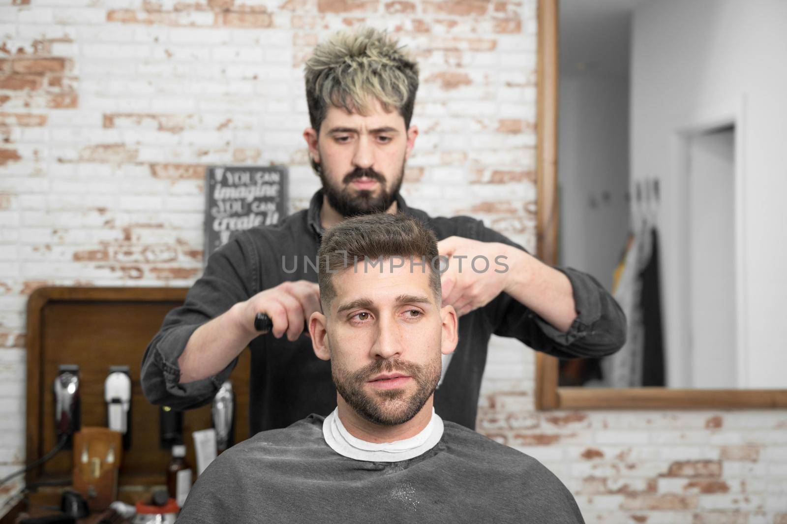 Work at the barber shop. High quality photo