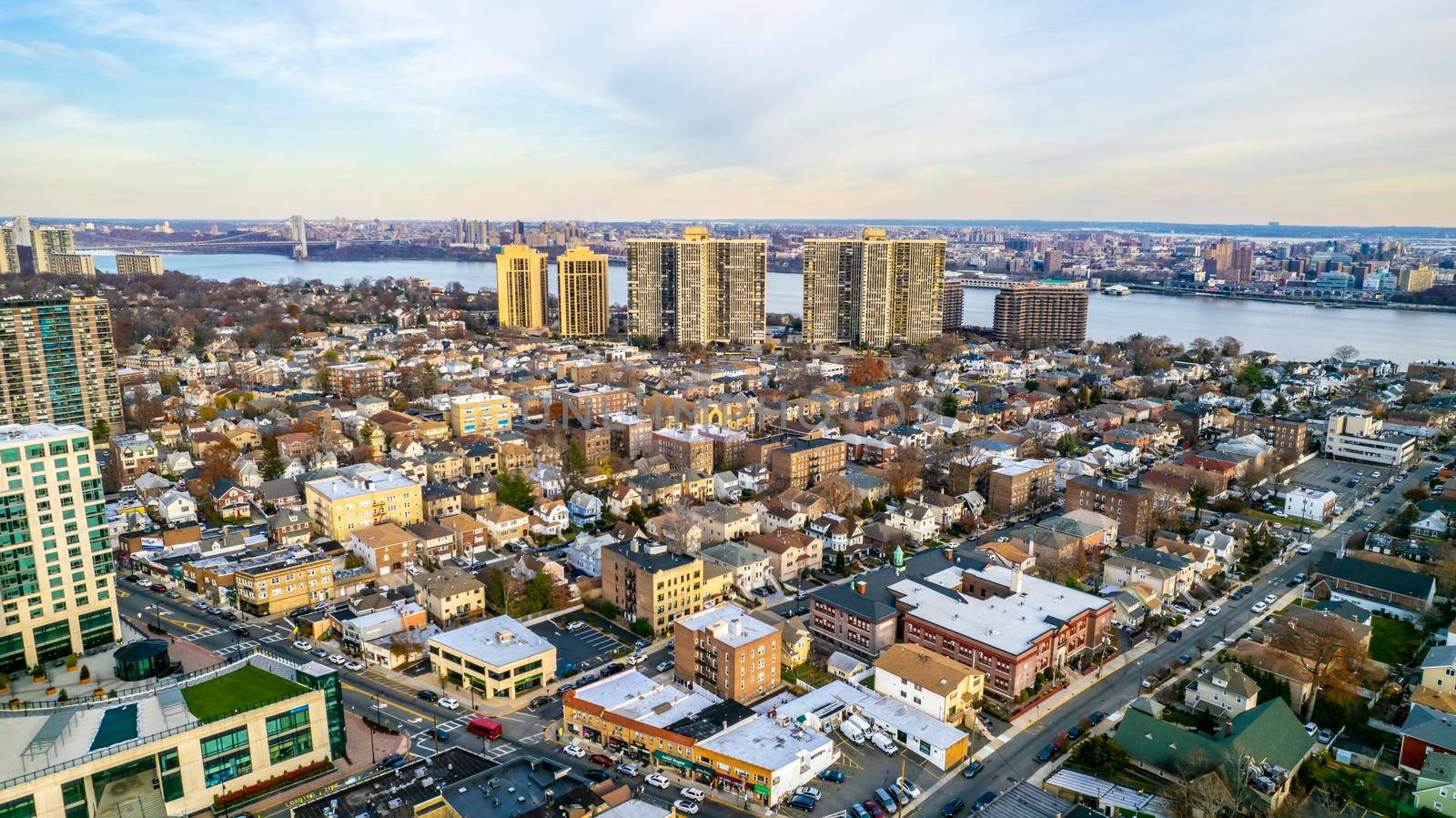 Panoramic view of the surrounding area on the roofs of houses in the residential area of Lambertville New Jersey USA