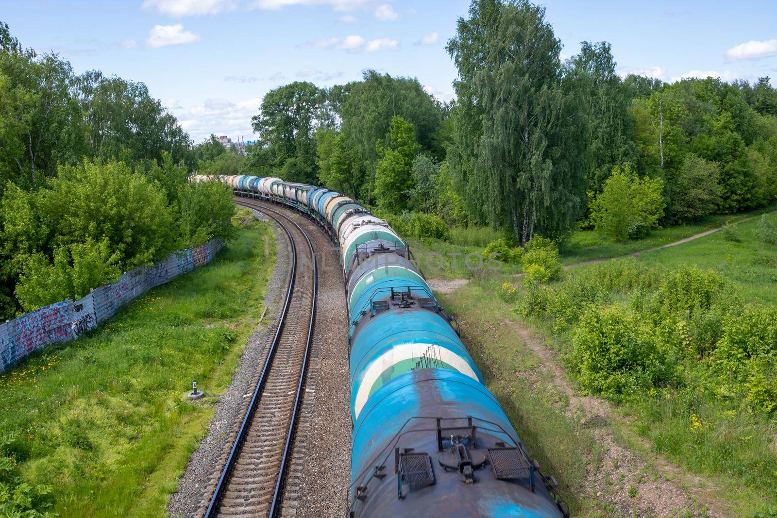 Fuel train, rolling stock with petrochemical tanks. Export.