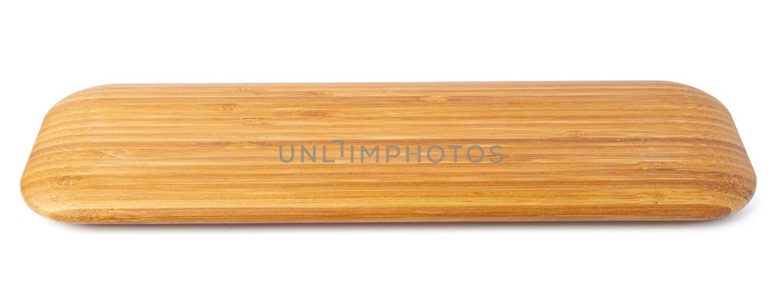 Wooden board isolated on white background, close up photo