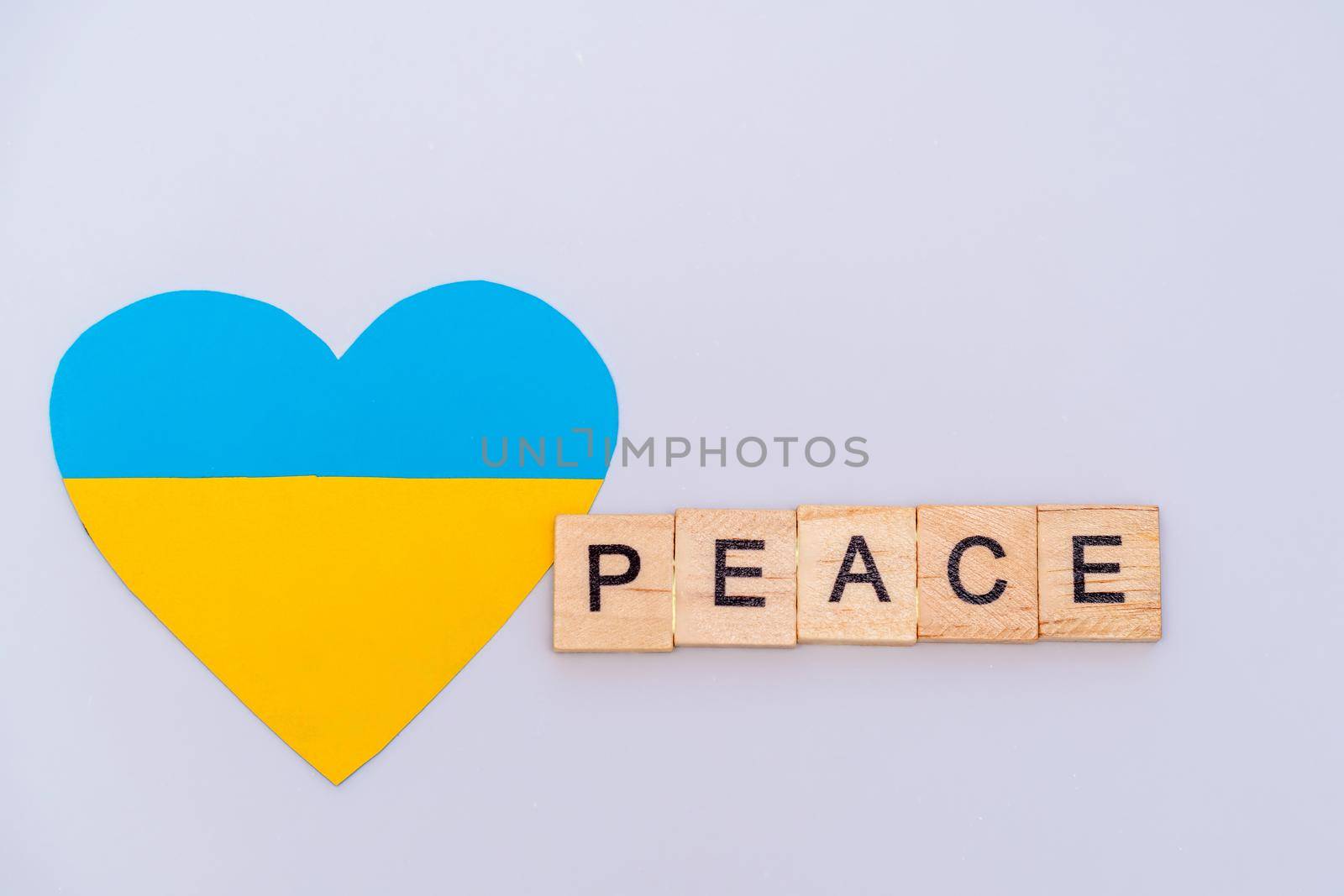 Heart pattern, yellow and blue flag of Ukraine. Peace concept by Matiunina