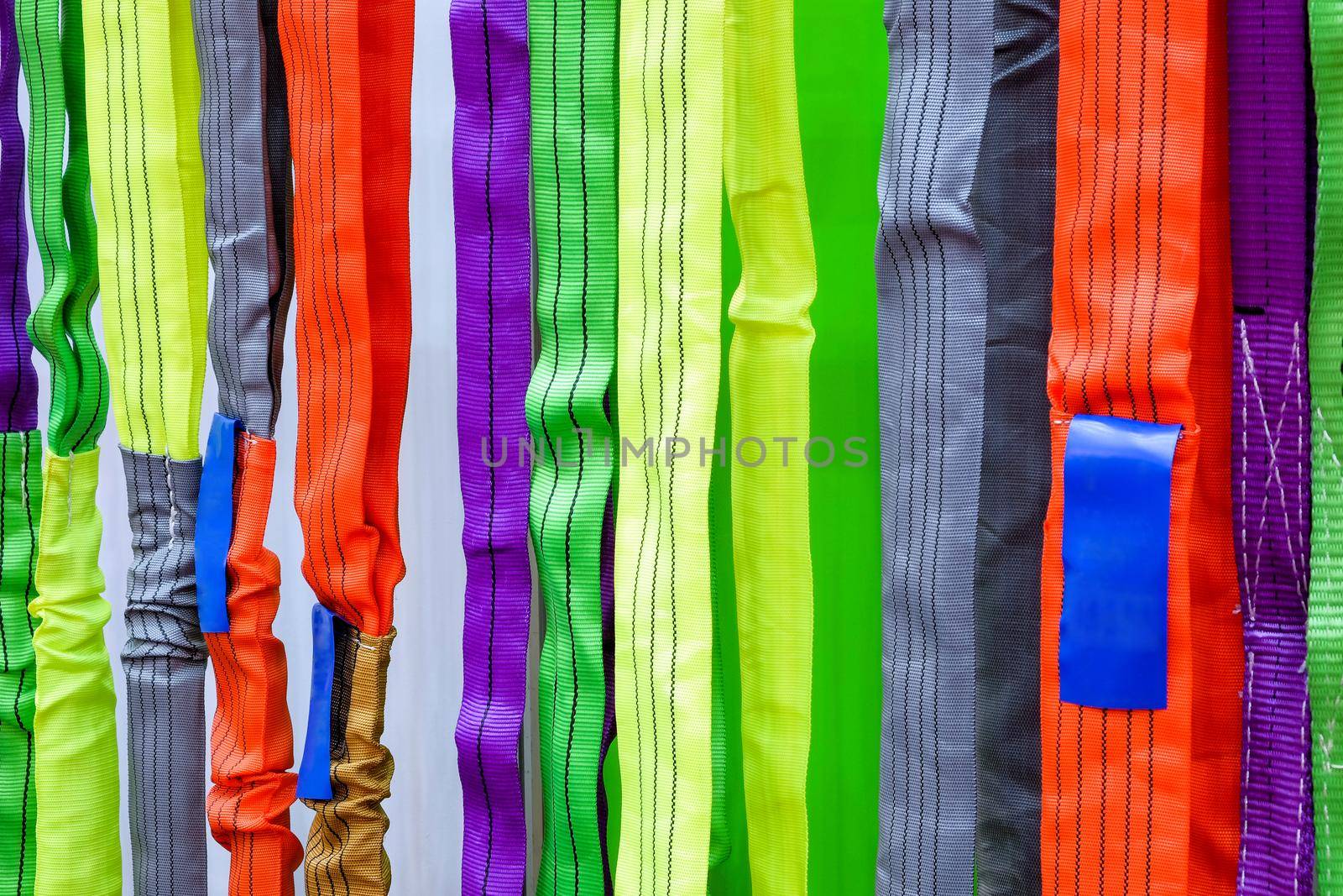 Multicolored of safety sling, Sling for industrial use during safety on industrial factory, construction and logistics