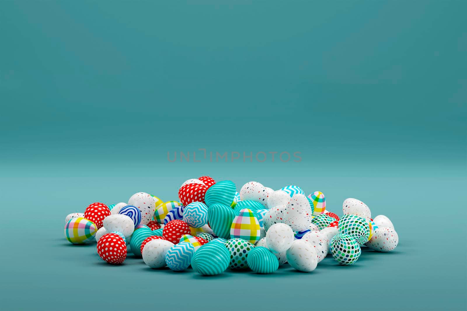 Pile of bright and colorful Easter Eggs - 3d illustration by raferto1973