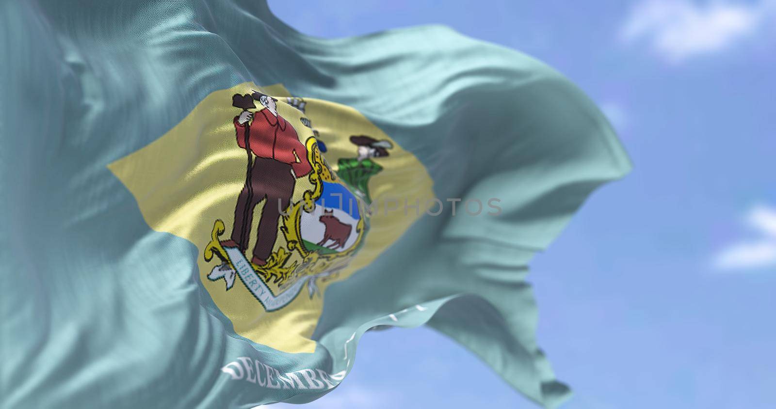 The state flag of Delaware waving in the wind by rarrarorro