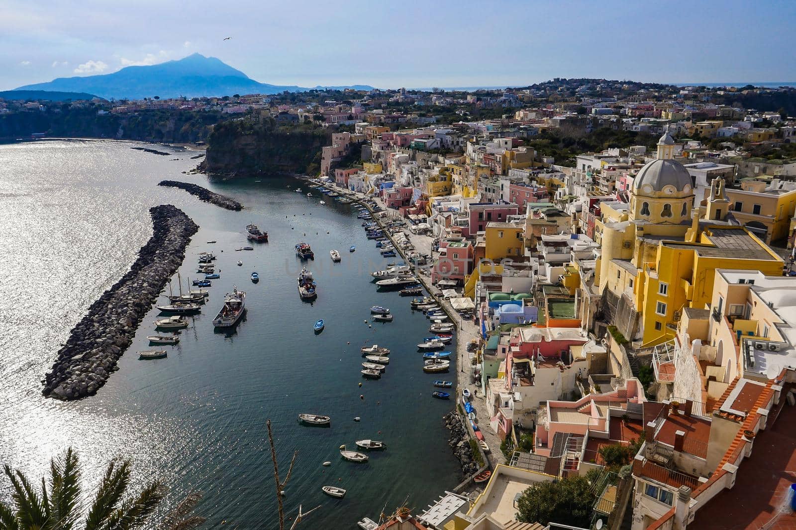 Daylight view of beautiful Procida in sunny summer day, Procida Island, Italy, High quality photo