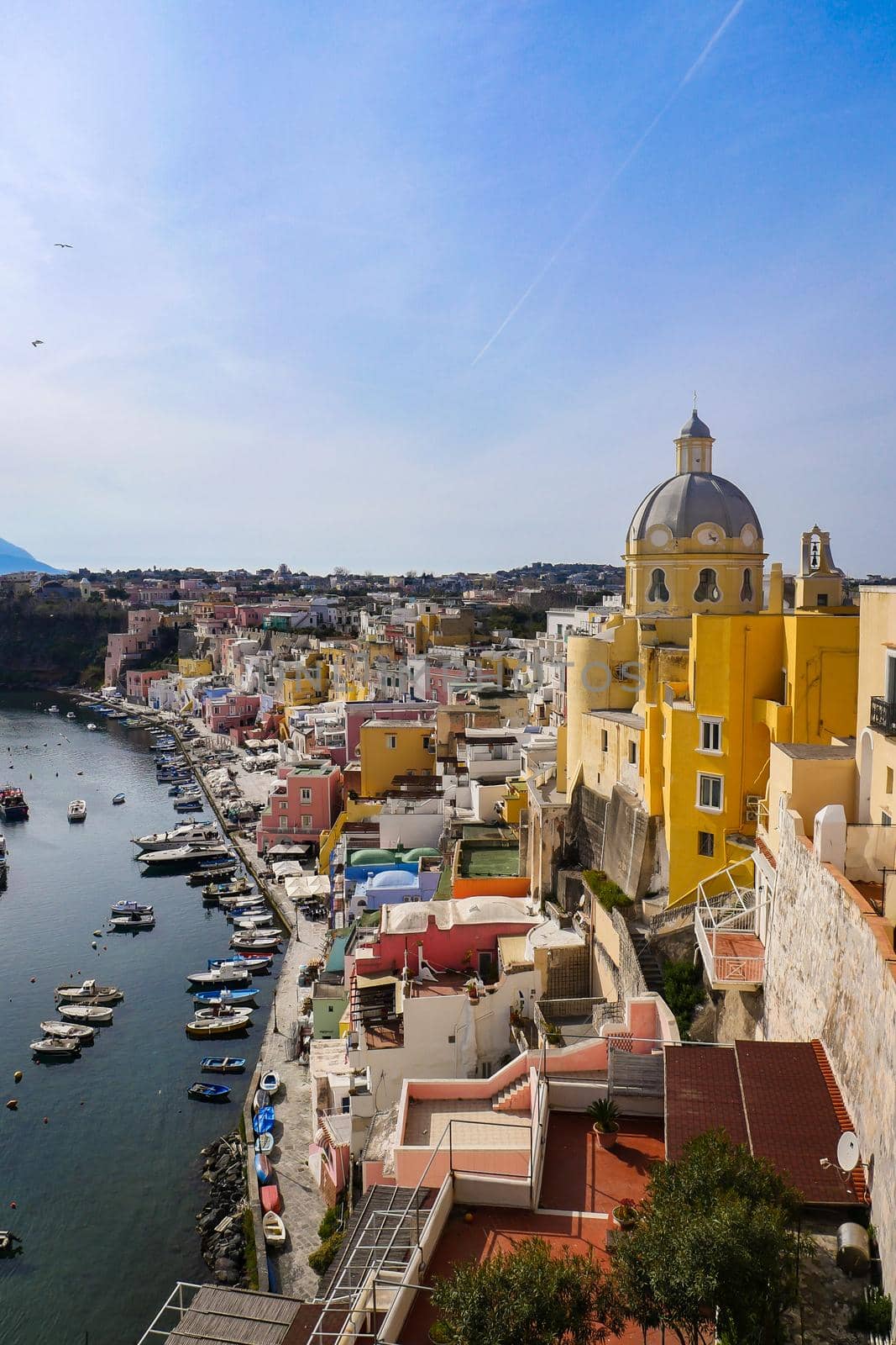 Daylight view of beautiful Procida in sunny summer day, Procida Island, Italy, High quality photo