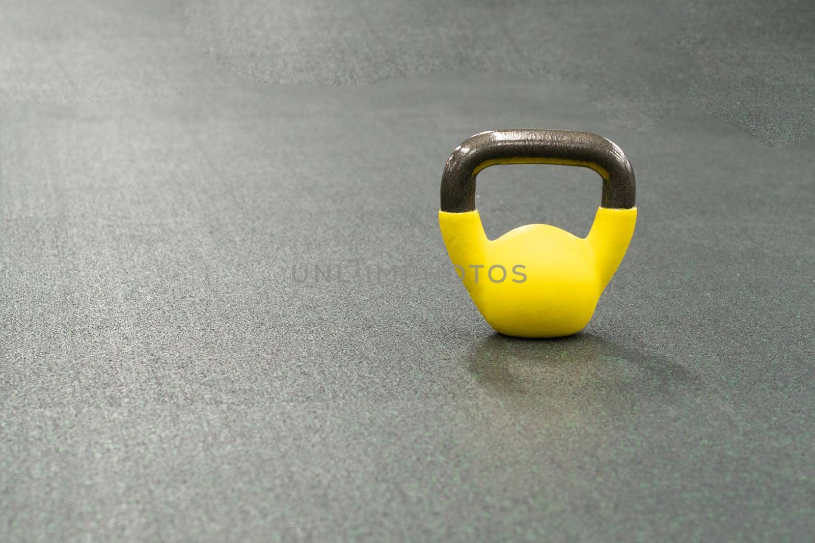 Yellow kettlebell weight healthy exercise, in the afternoon workout sport for bodybuilding from muscle steel, iron tough. Pace colorful club, ball dumbbell black fresh black background object by 89167702191