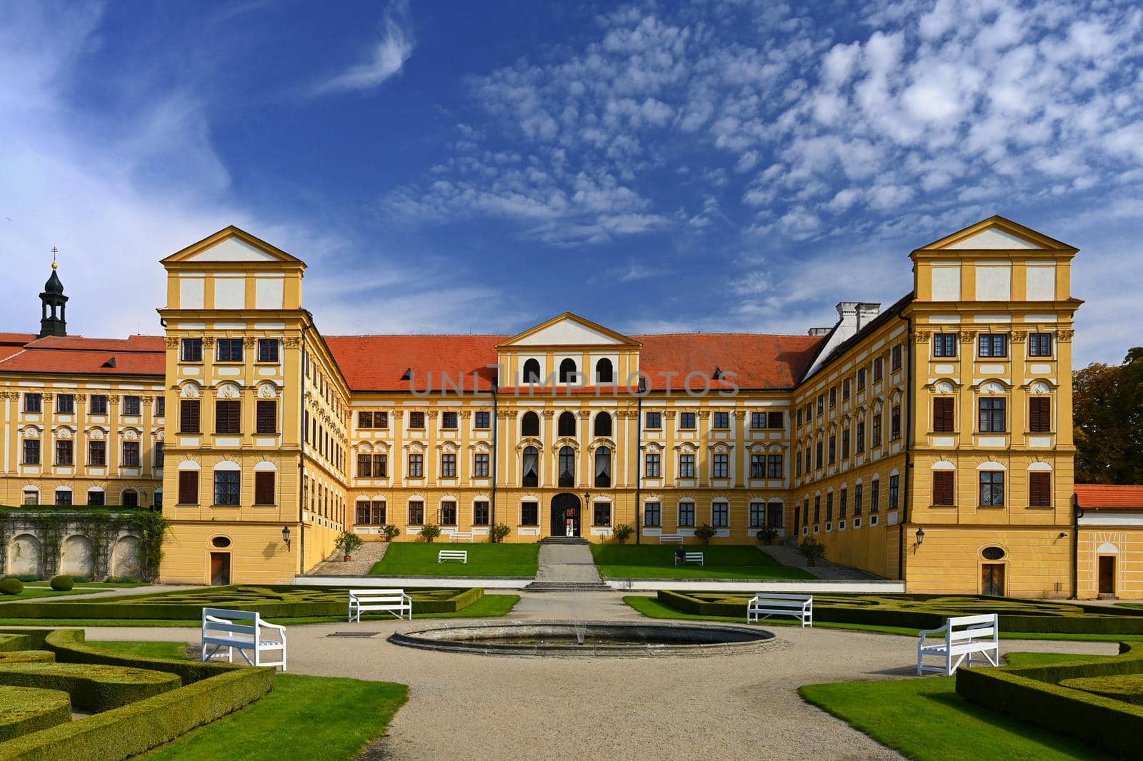 Beautiful castle with garden in summer. Jaromerice nad rokytnou - Czech Republic.