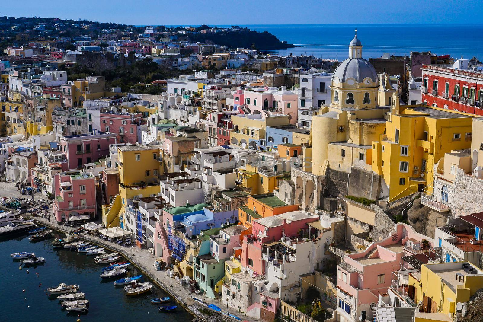 Daylight view of beautiful Procida in sunny summer day, Procida Island, Italy, High quality photo