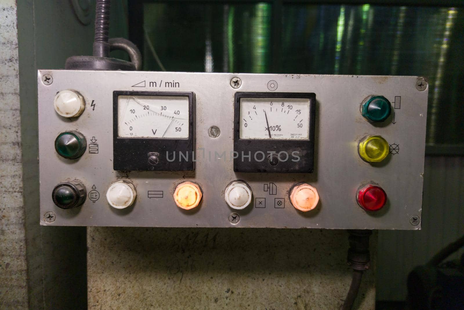 control panel of old soviet surface grinder machine,