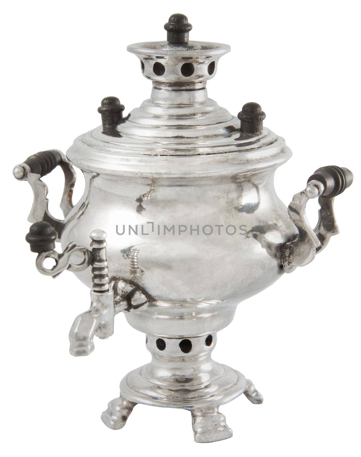 2 inch silver samovar souvenir isolated on white background