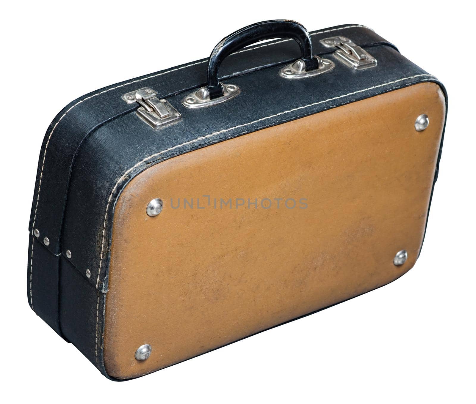 Old black-yellow bsggage case from sixties.