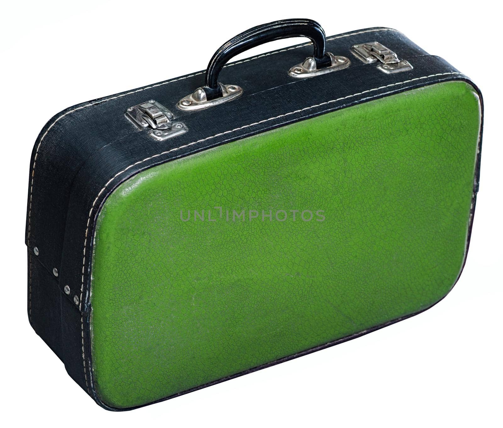 Old black-green bsggage case from sixties.