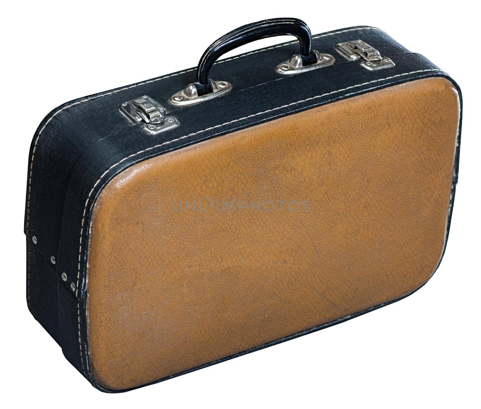 Old black-yellow bsggage case from sixties.