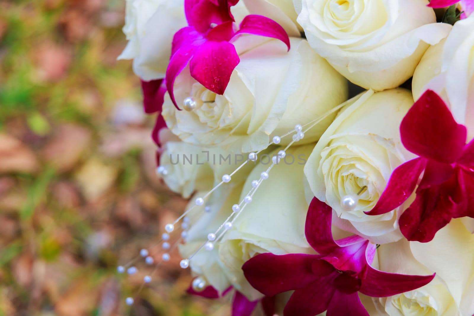 Wedding bridal bouquet with roses. bridal bouquet of roses