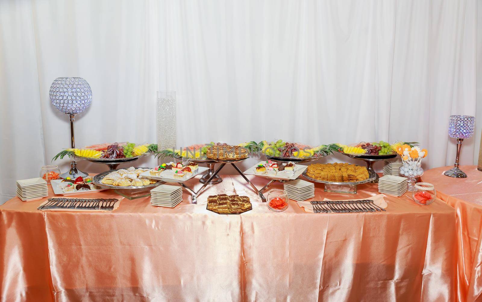Delicious sweets on candy buffet sweet table