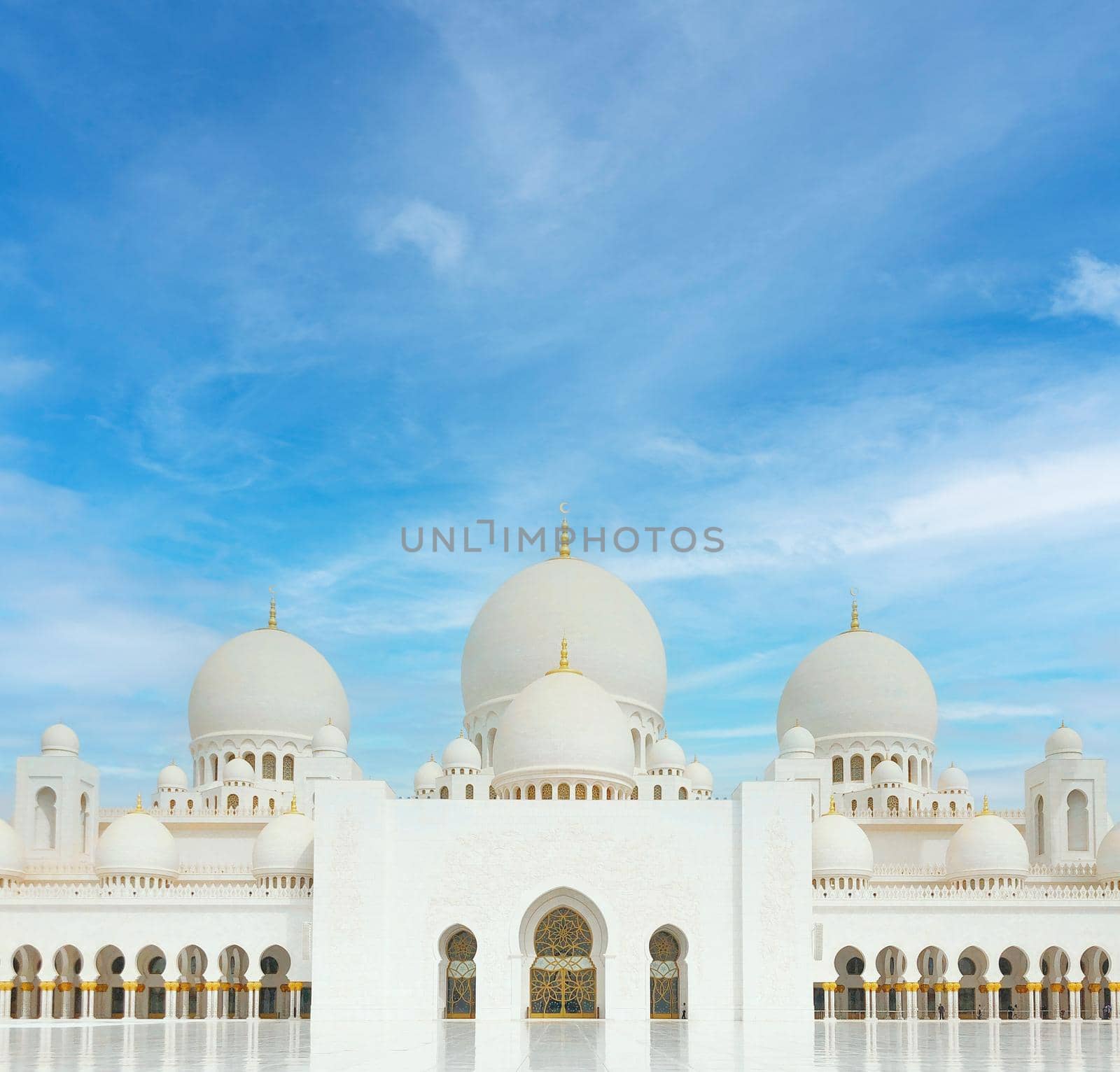After sunset mosque. landscape with beautiful mosques and minarets. Place your text here. Ramadan kareem. High quality photo
