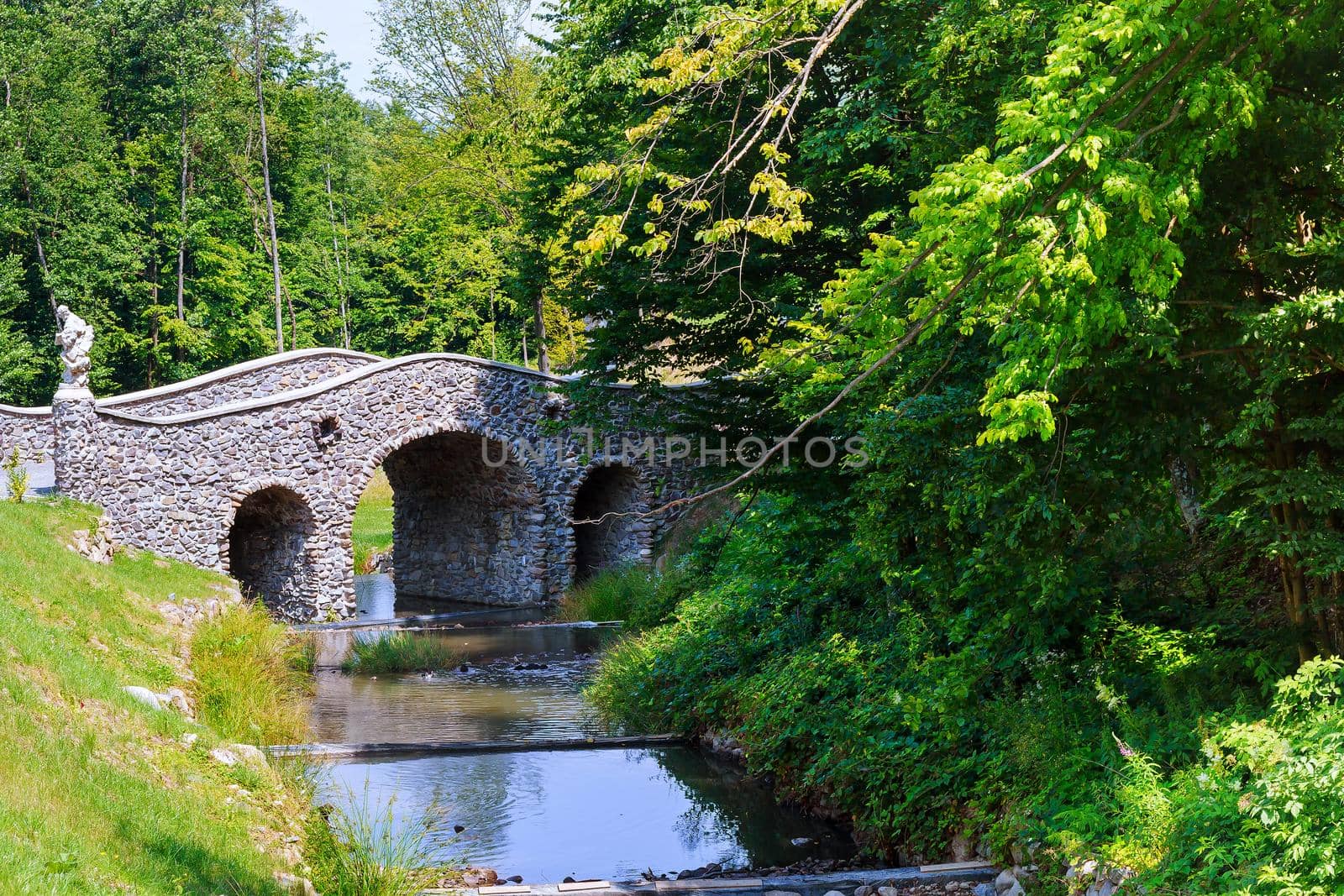 Bridge over a fast flowing river by ungvar