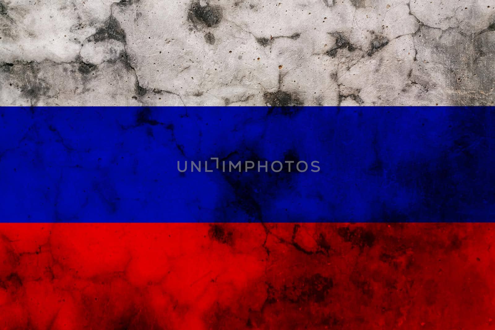 Russian flag on a dark concrete surface by Andelov13