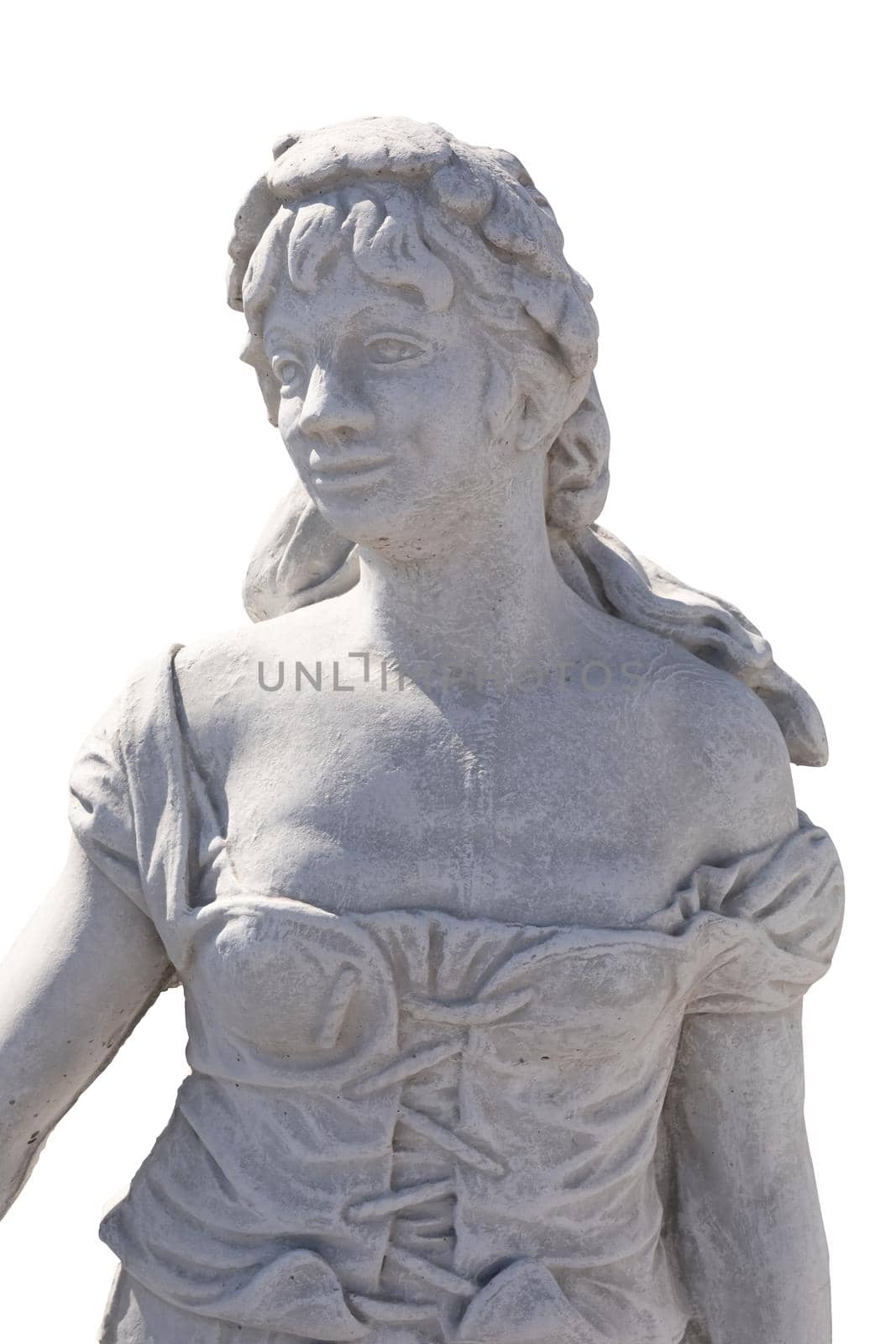 Close up of stone sculpture of woman on white background by Wavebreakmedia