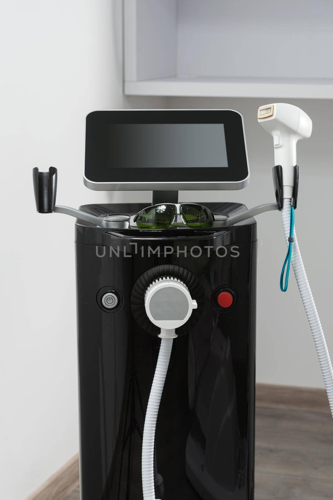 Close-up photo of modern equipment for laser hair removal in a beauty salon. Beauty salon and cosmetology