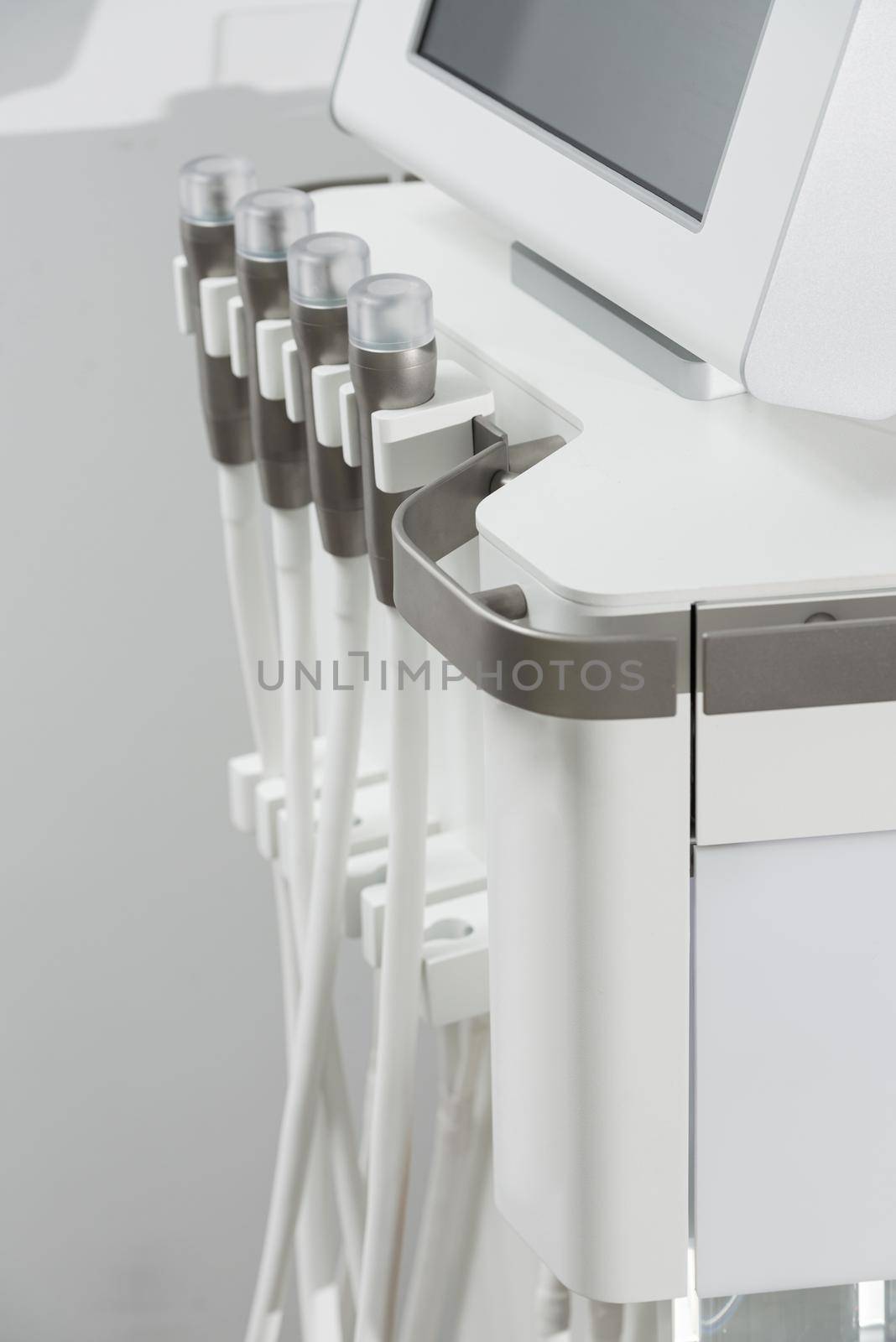 Segment Photo of a tower machine with efficient skincare fluid-infusion technology. beauty treatment. hydro peeling care. Beauty tools.