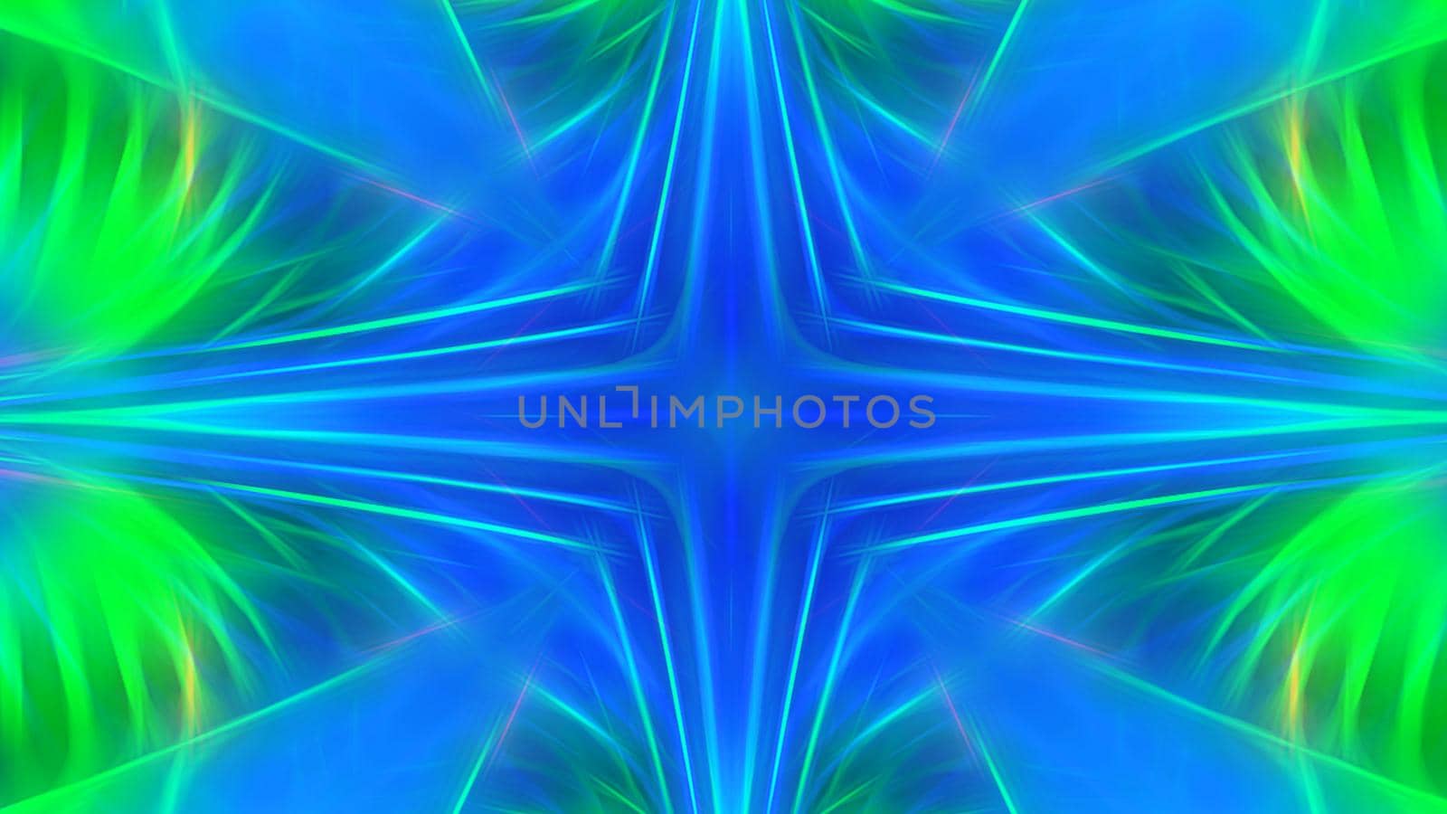 Abstract fractal blue green background with symmetrical ornament.