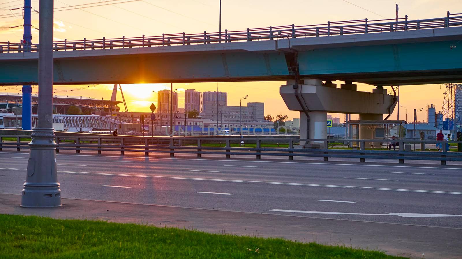 beautiful sunset floor road overpass.