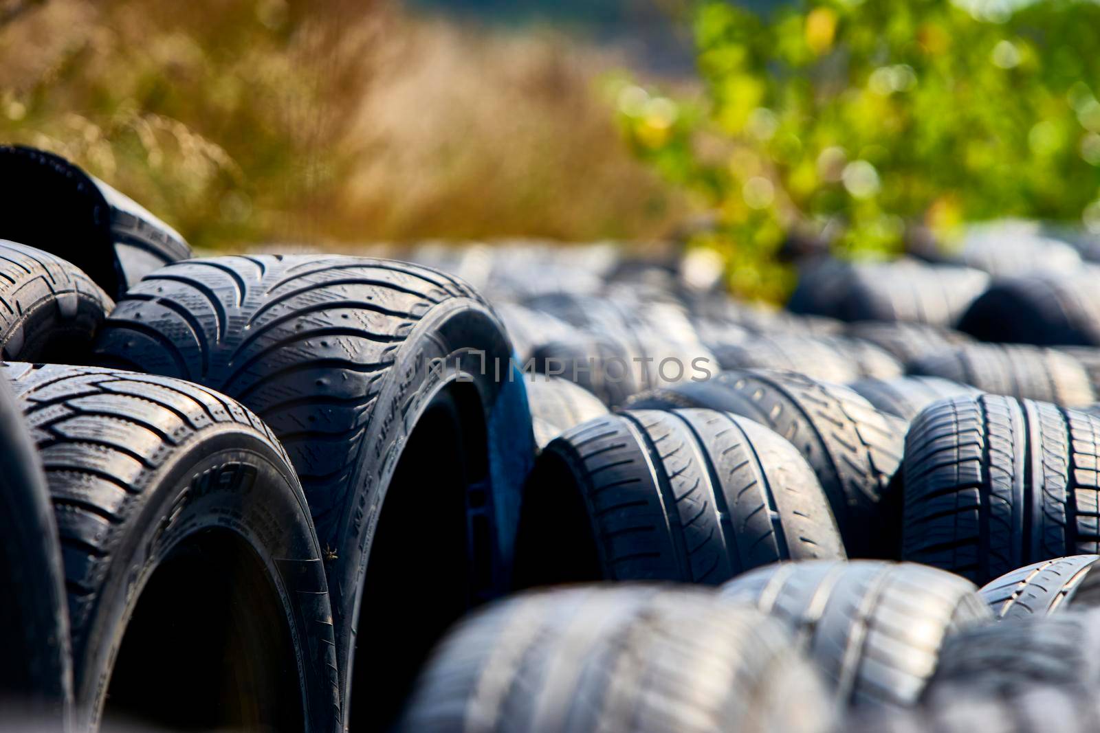 a pile of used rubber on the ground