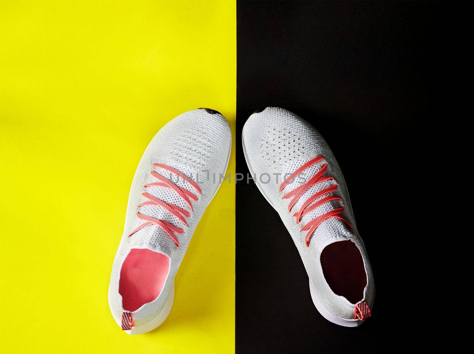 running shoes on colorful background