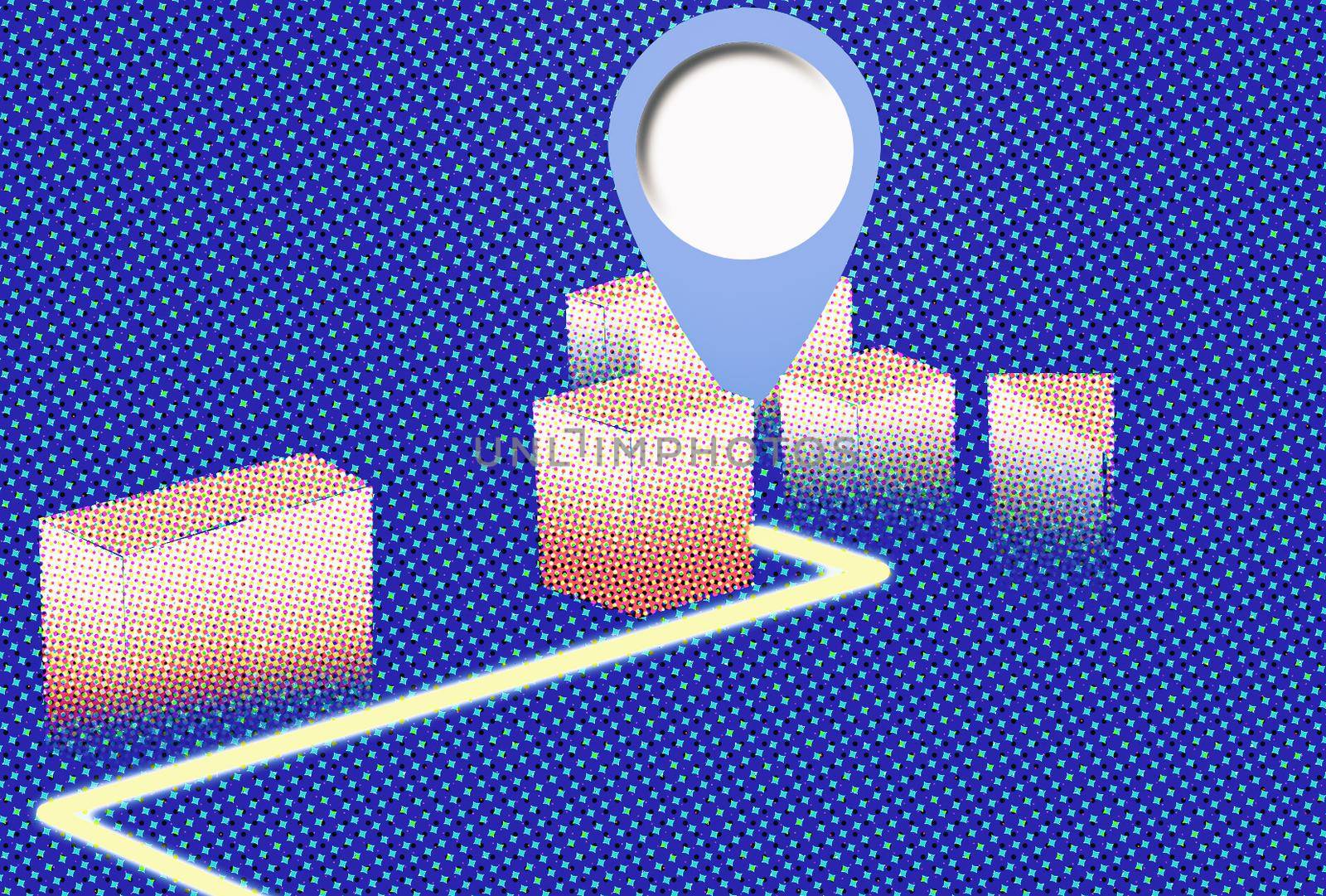 Gps pin point show guide line map direction and position in modern communication